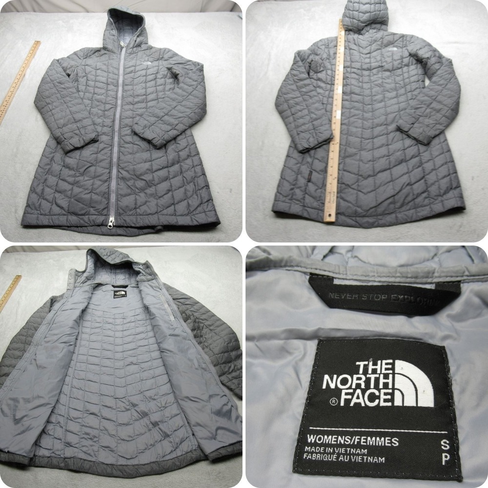 North Face Jacket Women Small Gray Insulated Light Quilted Thermoball Long Puff